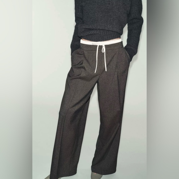 Zara Pants - Zara Wide Leg Double Waistband Houndstooth Pant